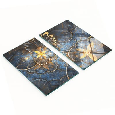 Glazen snijplanken met fractale bloemmotieven 2x30x52 cm