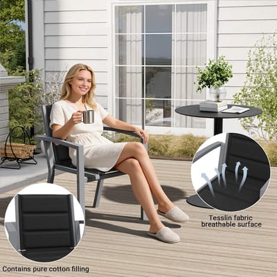 Tuinmeubelset 6 Personen 139x89 cm Aluminium – Moderne Dining Set met Stapelbare Stoelen, Weerbestendig & Lichtgewicht – Hellgrau | Nicolehome