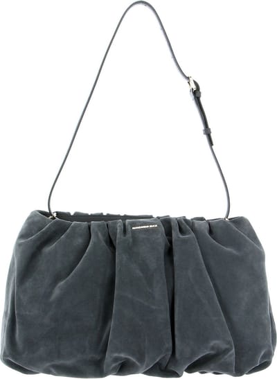 MANDARINA DUCK Leren Schoudertas Velvet Plisse Hobo London Fog Blauwgrijs