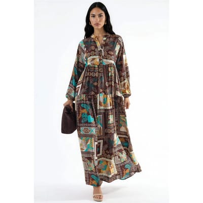 V-hals Patroon Maxi Jurk