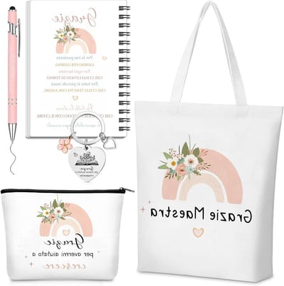 Eindejaarsgeschenk voor Leerkrachten - Bedankt Leerkracht Draagtas, Cosmetische Tas, Sleutelhanger en Balpen met Zaknotitieboekjes als Bedankcadeaus voor Afstuderen of Verjaardag