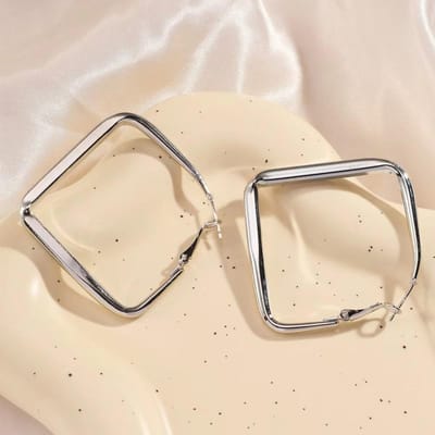 Vierkante Overdreven Oorbellen Voor Vrouwen, Met Een High-End Gevoel, Eenvoudige Grote Oorbellen, Veelzijdig Temperament, En Oorbelaccessoires zilver