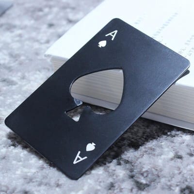 Poker Bieropener - Kaart Opener - Bier - Zwarte schoppen Aas - Kaart - RVS - Bieropener - Flessenopener - Zwart