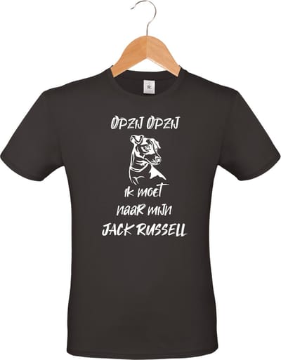 mijncadeautje - T-shirt unisex - zwart - Opzij Opzij ik moet naar mijn : Jack Russell - maat S