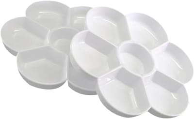 Waterverfpaletten 2 Stuks - Schildertray Mengbak - Kleuren Mengen - Pruimenbloemvorm Imitatie Keramiek - 17 x 17 x 2 cm