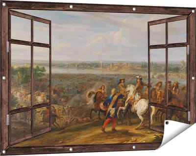 Gards Tuinposter Doorkijk Lodewijk XIV trekt bij Lobith Nederland binnen - Adam Frans van der Meulen - 120x80 cm - Tuindoek - Tuindecoratie - Wanddecoratie buiten - Tuinschilderij