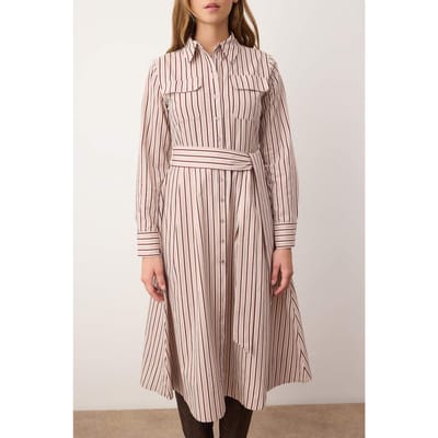 Gestreepte midi-jurk voor dames, casual/dagelijks.