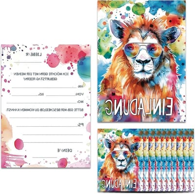 Leuke Verjaardagsuitnodigingen voor Kinderen met Schattige Leeuwenmotieven - 12 Stuks voor Feestjes