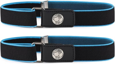 Ladeheid 2x Kinderriem - Riem - Jongens - Broekriem - Verstelbaar - Polyester - LA-TG-P15S - Zwart/Turquoise/Bal - 62 cm x 2,5 cm