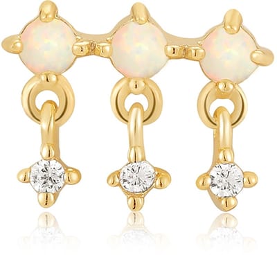 Ania Haie AH E047-04G Ear Edit Dames Oorbellen - Oorknopjes - Sieraad - Zilver - Goudkleurig - 925 Zilver - Opaal - 4 mm breed - 6 mm lang