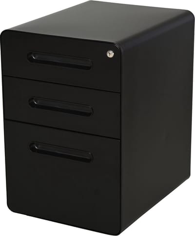 Ladeblok - Ladeblok bureau - bureaukast - Archiefkast - 3 lades - Met slot - Staal - Zwart