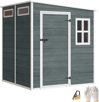 Outsunny Tuinschuur-Kunststof, Aluminium-182L x 182B x 196H cm-Grijs