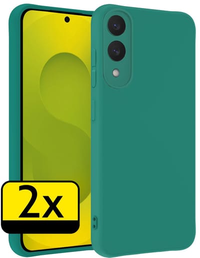 Hoesje - 2 Stuks - Geschikt voor Samsung Galaxy S25 Edge - Sterk & Shockproof - Case Siliconen - Back Cover - Telefoon Hoes - Telefoonhoesjes - Donkergroen