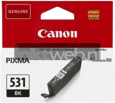 Originele Canon inktcartridge CLI-531 BK (6118C001), tot 515 pagina's, enkele verpakking, zwart