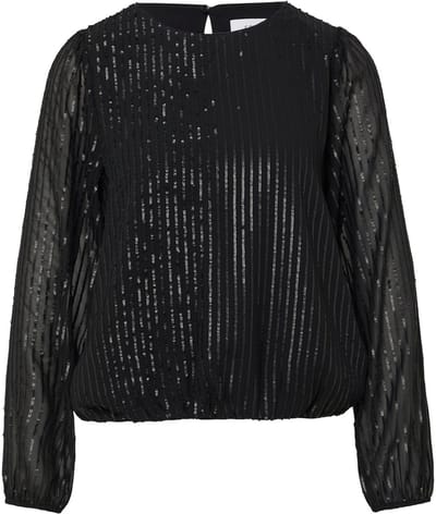 Damesblouse met lange mouwen, pailletten en v-hals COMMA