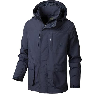 Veste Homme Décontractée Printemps et Automne Ample Grande Taille Polyvalente Imperméable Veste d'Extérieur Trench Veste de Sport Homme 3XL