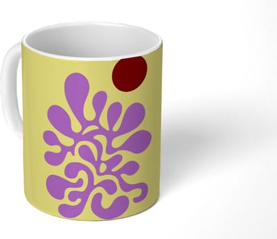 Mok - Koffiemok - Koraal - Cirkel - Abstract - Geel - Mokken - 350 ML - Beker - Koffiemokken - Theemok