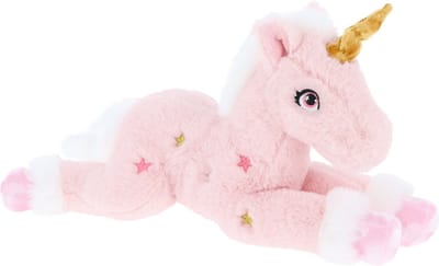 Keel Toys pluche eenhoorn knuffel - roze/wit - 35 cm - mystieke dieren - met glitter sterren - unicorns