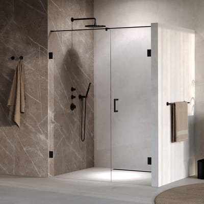 Brauer Void - Nisdeur - 2-Delig - Helder Glas - 150 x 200 cm - Omkeerbaar - met Draaideur 70 cm - Aan Muur - incl. Glascoating - Mat Zwart
