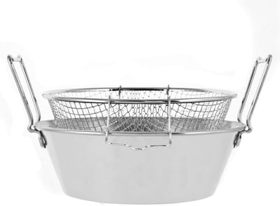 Friteuse met mand - Keukenpan - Lekker koken - Roestvrij staal - 30 cm - Zilver