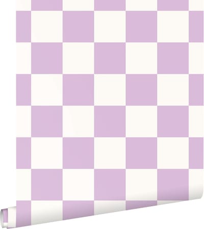 ESTAhome behang geblokt motief lila paars en wit - 53 cm x 10.05 m - 139997