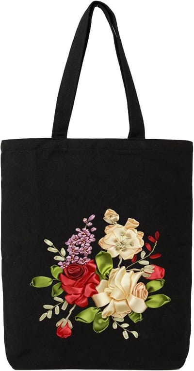 Embroidery Kit voor Beginners met Canvas Tote Bag, Inclusief Kleurdraden, Gereedschap en Instructies voor Creatieve DIY Projecten