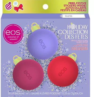 eos Holiday Lip Balm Spheres - Sugar Plum Spritz, Candy Apple Sphere, Candy Cane Swirl - 3x7g