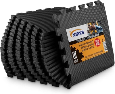 Vloerbeschermingsmat extra dik - 18 delen (31 x 31 cm) - fitness mat met 20% meer bescherming - puzzelmat sportmat voor fitnessruimte.