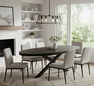 Eettafel Ovaal Zwart Mangohout met - 210x100 cm - Zwart - Novihome