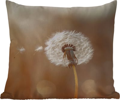 Sierkussen Buiten - Paardenbloem - Beige - Natuur - Bloem - 60x60 cm - Weerbestendig