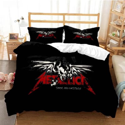 Metal Music Band M-Metallica Beddengoedset Eenpersoons Tweepersoons Tweepersoons Queen Kingsize Bedset Volwassene Kind Slaapkamer Dekbedovertrekset Thuistextiel US Full 200x230cm