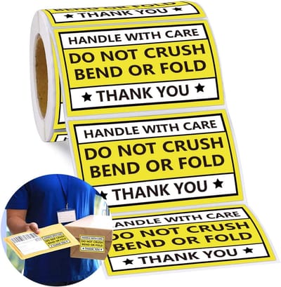 300 stuks 'Handvat met Zorg' Verzendlabels - Niet Buigen of Vouwen Waarschuwing Sticker 5x7.5 cm