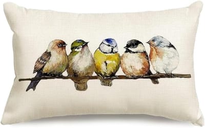 Kussenhoes voor vogels, 30 x 50 cm, Decoratie voor Lente en Zomer, Waterverf Design, Voor Sofa en Bed, Seizoensgebonden Kussenhoezen, Woonkamer Accessoires, Geel