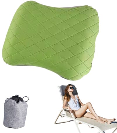 Opblaasbaar kampeer-/reiskussen – Met afneembare hoes – Ergonomisch ontwerp – Comfortabel nekkussen – Geschikt voor reizen en buitenactiviteiten – Opblaasbaar reiskussen – Kampeerkussen – 46 x 32 x 12 cm