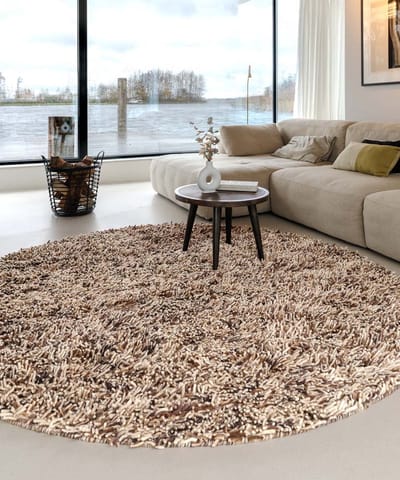 Rond wollen vloerkleed - Aurelia crème/bruin 150