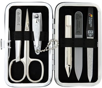 6-delige manicure set met huidschaar, nagelknipper en vijlen - zwart