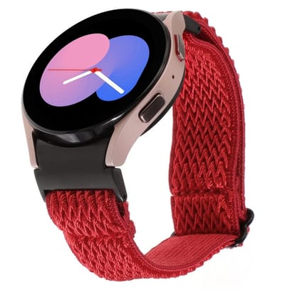 Nylon bandje - geschikt voor Samsung Galaxy Watch 7 (40 & 44mm) / Watch 6 (Classic) / Watch 5 (Pro) / Watch 4 (Classic) / Watch FE - gewoven nylon - rood