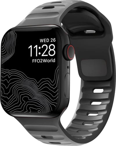 Stravo Outdoor Siliconen Sport bandje - Geschikt voor Apple Watch 46mm (Series 10/11), 45mm (Series 7/8/9), 44mm (Series 4/5/6, SE 1/2/3), 42mm (Series 1/2/3), 49mm (Ultra 1/2/3) - Waterproof heavy duty silicone Horlogebandje - Grijs(Gray)