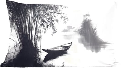 Sierkussens - Kussentjes Woonkamer - 60x40 cm - Boot - Rivier - Bamboe - Wit