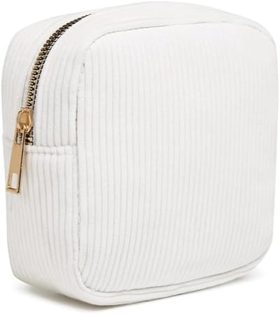 VHV Sanitary Napkin Storage Bag - Menstruatiehouder - Zachte Corduroy - Wit - Toilettas - Compact en Handig - Geschikt voor Vrouwen en Meisjes