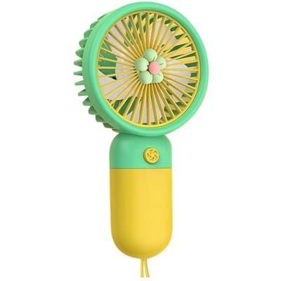 Zomer Mini Koel Airconditioner Handmatig Gedrukt Kleine Ventilator Slaapzaal Student Mini Draagbaar Handheld Handmatig Kinderen Kinderen Ventilator geel
