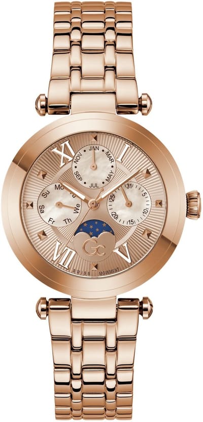 Gc Gc Topchic Mid Size Metal Analoog Quartzhorloge Rosé Goud Kast Gemaakt Van 100% Roestvrij Staal En Een Armband Van 100% Roestvrij Staal 36.5 Z62001L1, Z62002L9, Z62003L3