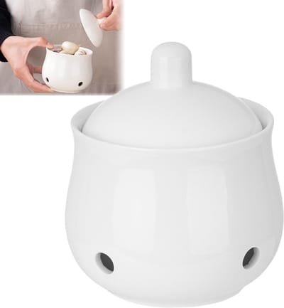 Knoflook Bewaarpot - Keuken Opslag - Keuken Organisatie - Geperforeerd Decor - 18x13x13 cm - Wit