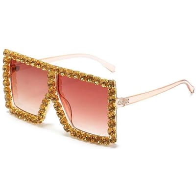 Zonnebril Dames Oversized Vierkant Diamant Heren Mode Strass Zonnebril Dames Luxe Designer Brillen UV400 Unisex brown