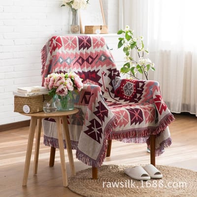 Retro Warme Bankhanddoek Europese Stof Bankstoel Deken Antislip Dubbelzijdig Bruikbare Bankhoes Jacquard Geometrie Bankhoes 90x150cm 1pcs
