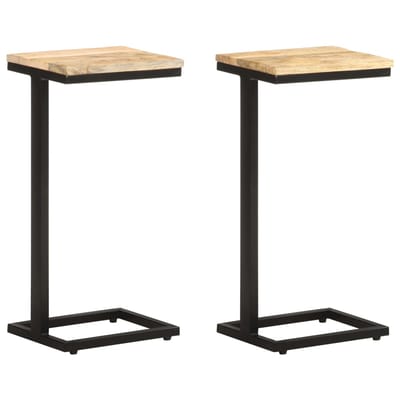 vidaXL - Bijzettafels - 2 - st - 31,5x24,5x64,5 - cm - ruw - mangohout