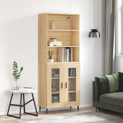 vidaXL - Hoge - kast - 69,5x34x180 - cm - bewerkt - hout - sonoma - eikenkleurig