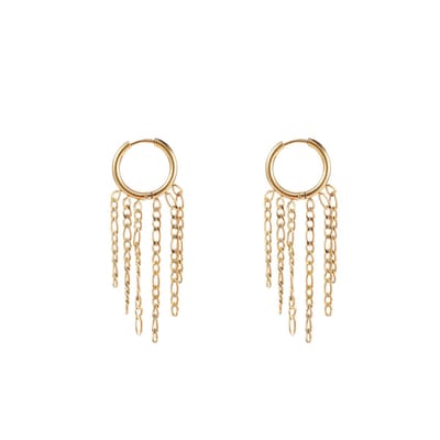 Go Dutch Label Oorhangers flat chain ring Goud
