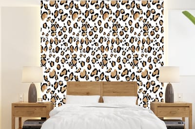 Behang - Fotobehang Panterprint - Bruin - Patronen - Breedte 220 cm x hoogte 240 cm