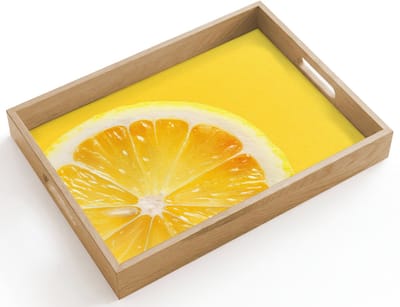 Dienblad hout 40x30 cm - Schootdienblad - Citroen - Geel - Zonnig - Borrelplank rechthoek - Plateau dienbladen